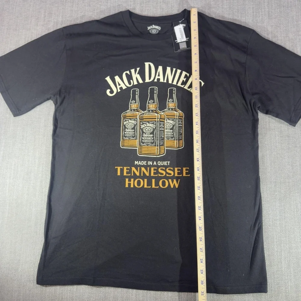 Jack Daniels Shirt Mens XL Black Tennessee Hollow Whiskey Bottle Graphic Tee